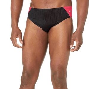 TYR Black Swim Briefs with Red Panels